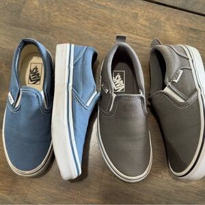 2 Pairs Vans Kids Boys Girls Youth Slip-On Low Top Skate Shoes Size 1 Blue Gray